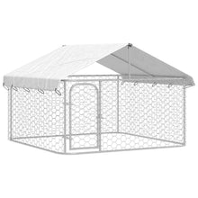 Dog Kennel Silver Galvanized Steel, Polyethylene Large