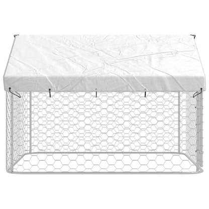 Dog Kennel Silver Galvanized Steel, Polyethylene Large