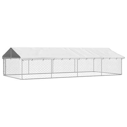 Dog Kennel Silver Galvanized Steel Large Rectangular 118.1W x 236.2D x 59.1H
