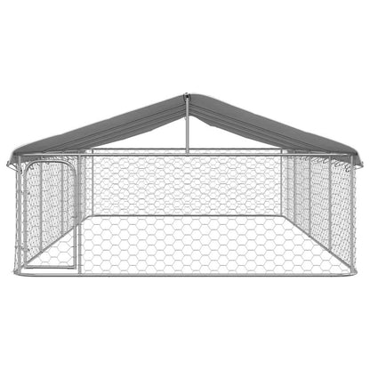 Dog Kennel Silver Galvanized Steel Large Rectangular 118.1W x 236.2D x 59.1H