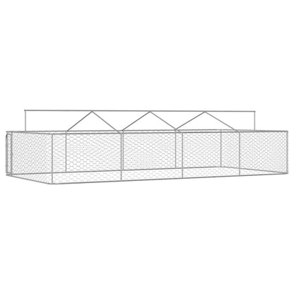 Dog Kennel Silver Galvanized Steel Large Rectangular 118.1W x 236.2D x 59.1H