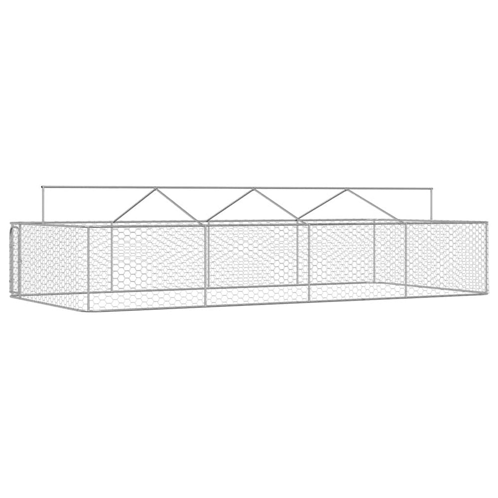 Dog Kennel Silver Galvanized Steel Large Dog Kennel Rectangular