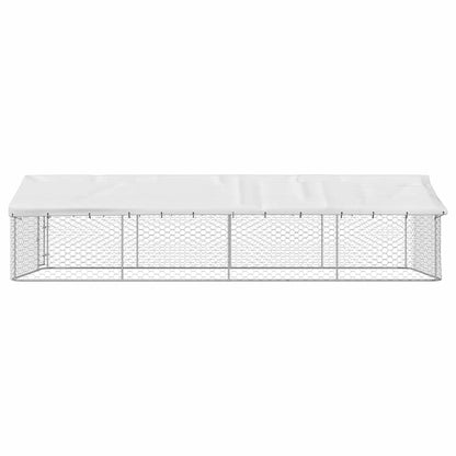 Dog Kennel Silver Galvanized Steel Large Rectangular 118.1W x 236.2D x 59.1H