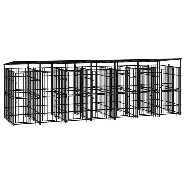 Dog Kennel Black Powder-Coated Steel Durable