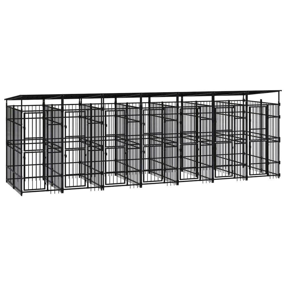 Dog Kennel Black Powder-Coated Steel Durable