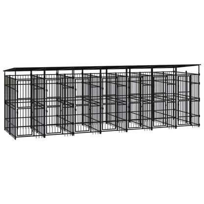 Dog Kennel Black Powder-Coated Steel Durable