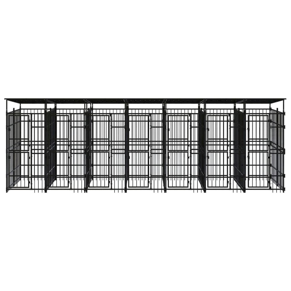 Dog Kennel Black Powder-Coated Steel Durable