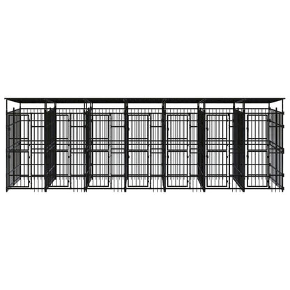 Dog Kennel Black Powder-Coated Steel Durable