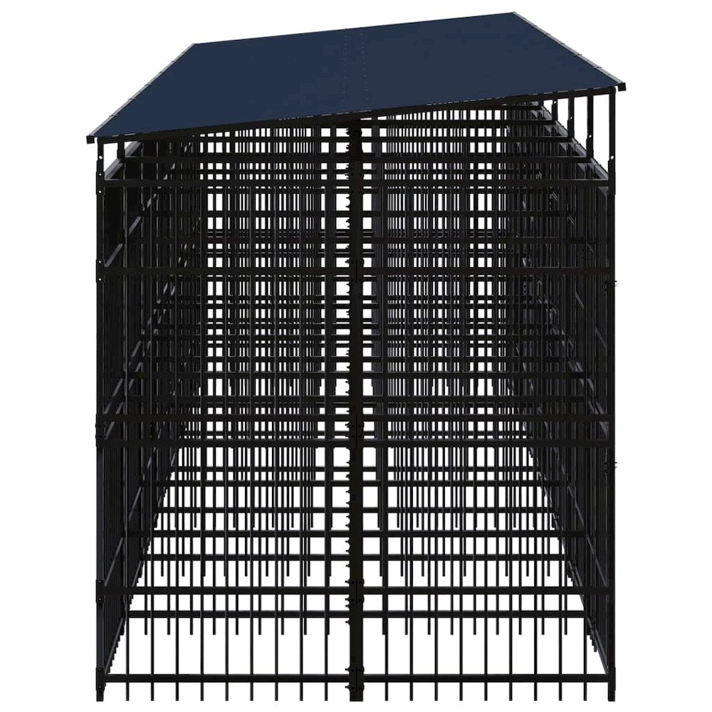 Dog Kennel Black Powder-Coated Steel Durable