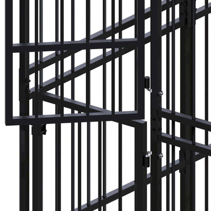 Dog Kennel Black Powder-Coated Steel Durable