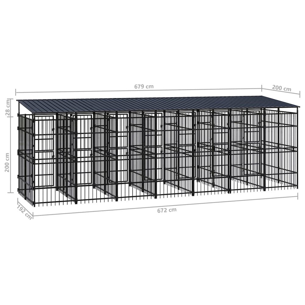 Dog Kennel Black Powder-Coated Steel Durable
