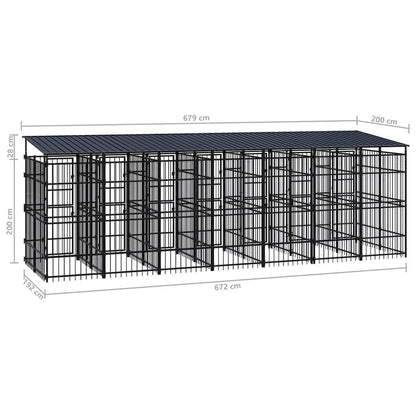 Dog Kennel Black Powder-Coated Steel Durable