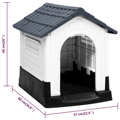 Dog House Grey, White, Black Polypropylene Small Durable