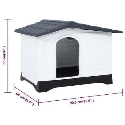 Dog House Grey, White, Black Polypropylene Small