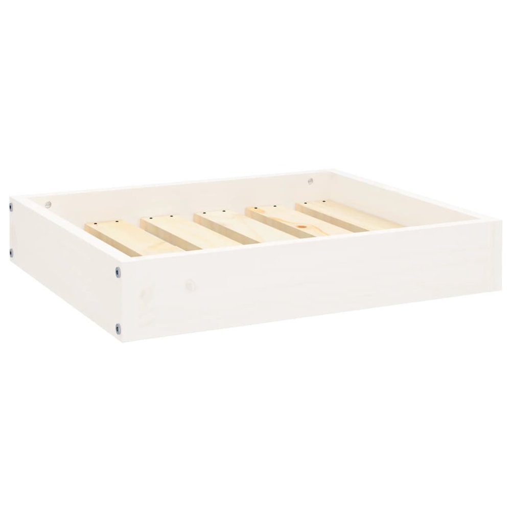 Dog Bed White Solid Pine Wood Small Rectangular