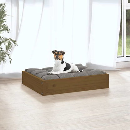 Dog Bed Honey Brown Solid Pine Wood 20.3W x 17.3D x 3.5H