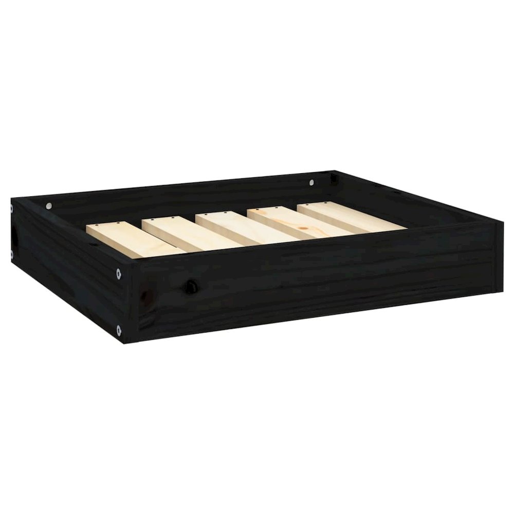 Dog Bed Black Solid Pine Wood