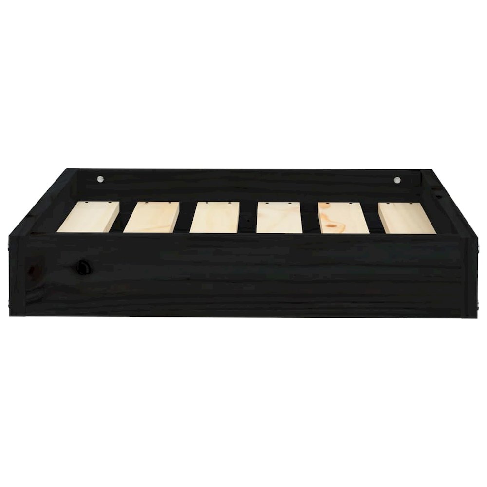 Dog Bed Black Solid Pine Wood