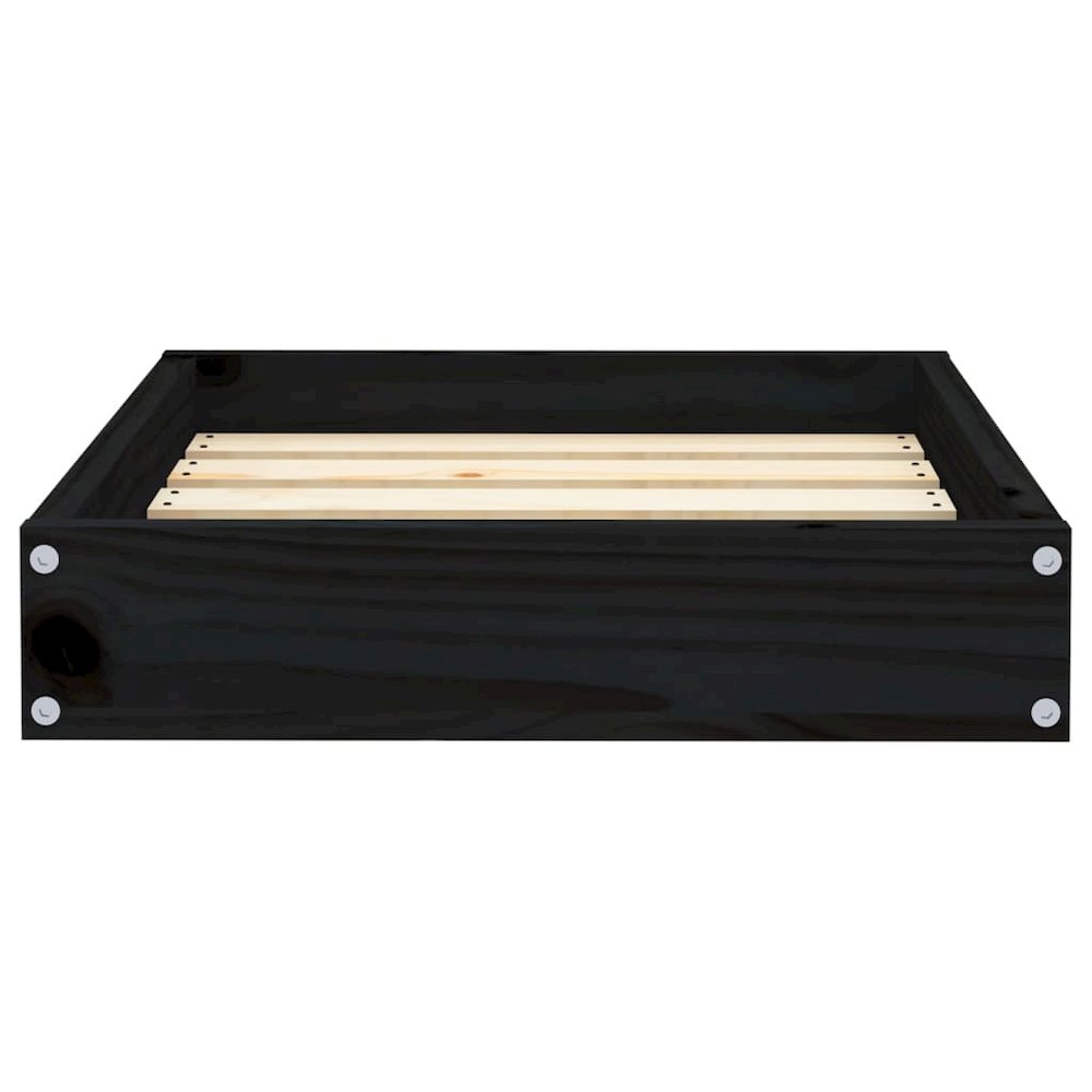 Dog Bed Black Solid Pine Wood