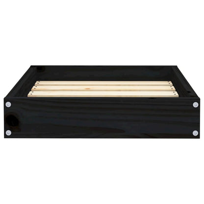 Dog Bed Black Solid Pine Wood