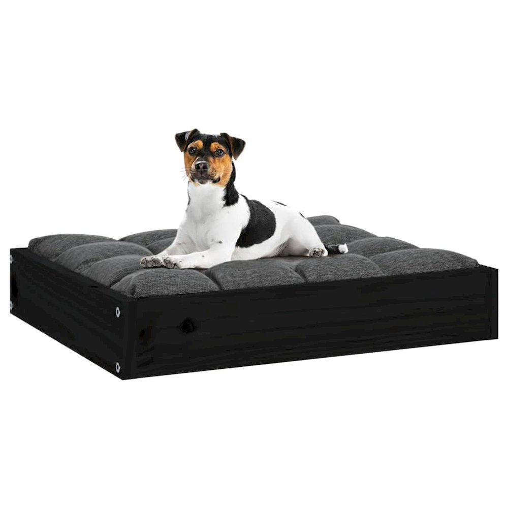 Dog Bed Black Solid Pine Wood