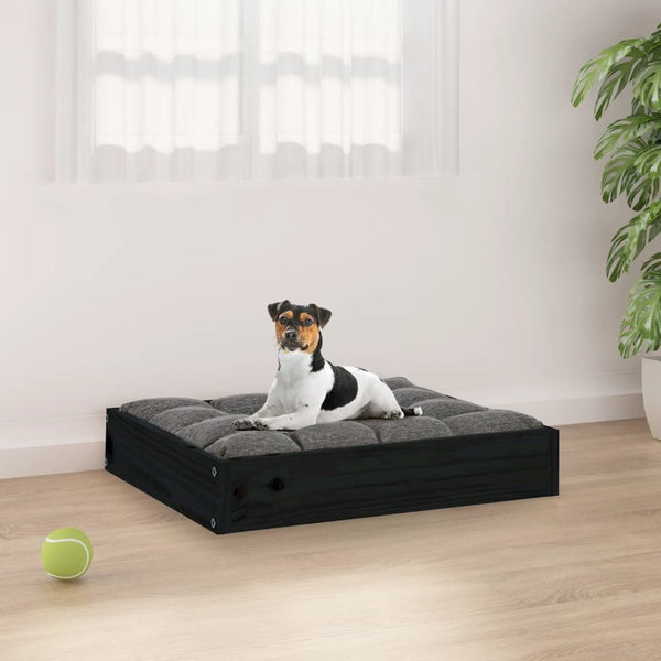 Dog Bed Black Solid Pine Wood