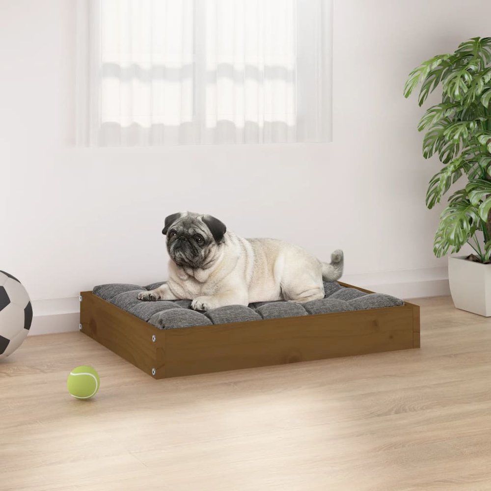 Dog Bed Honey Brown Solid Pine Wood Small Durable