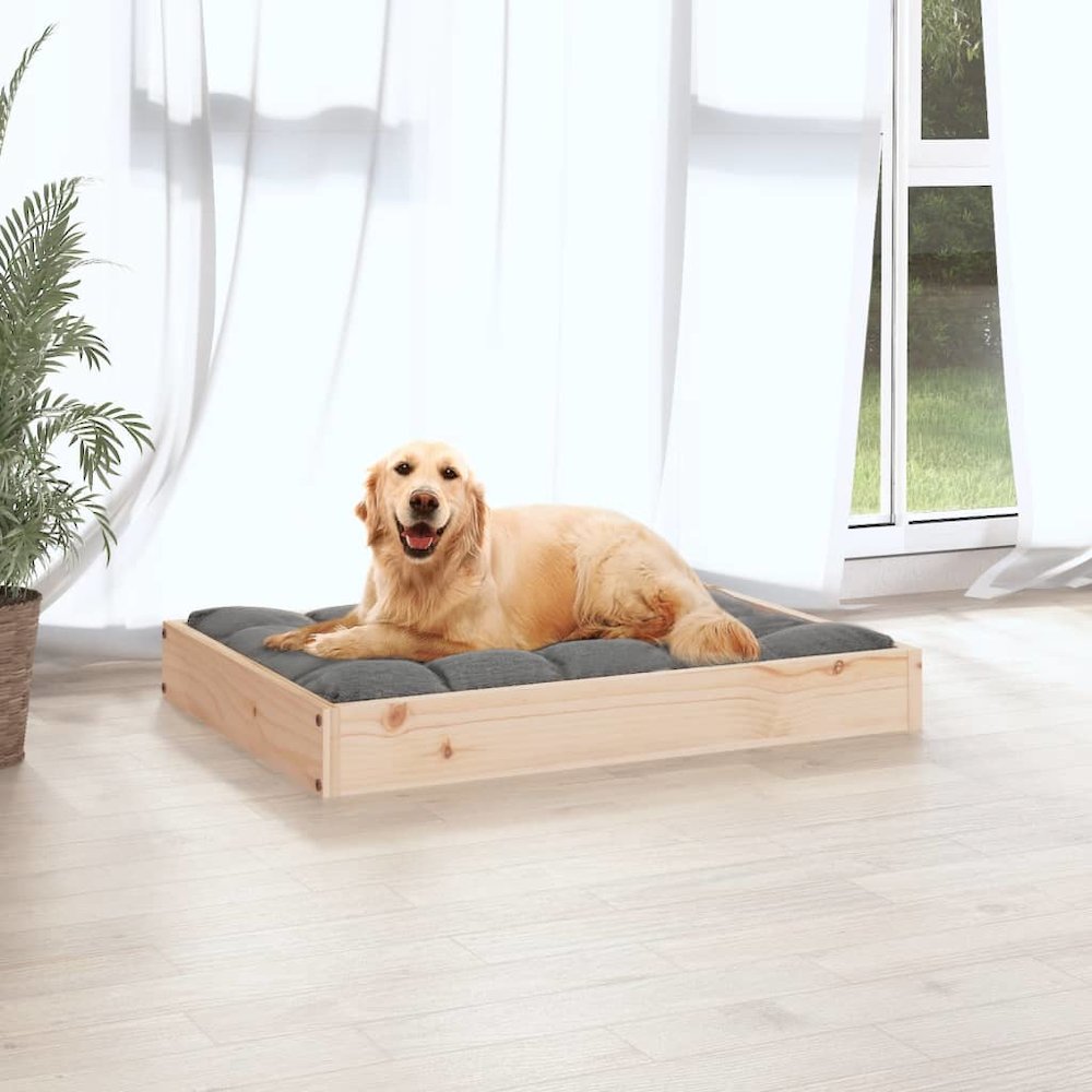 Dog Bed Natural Wood Solid Pine Wood Medium Minimalistic