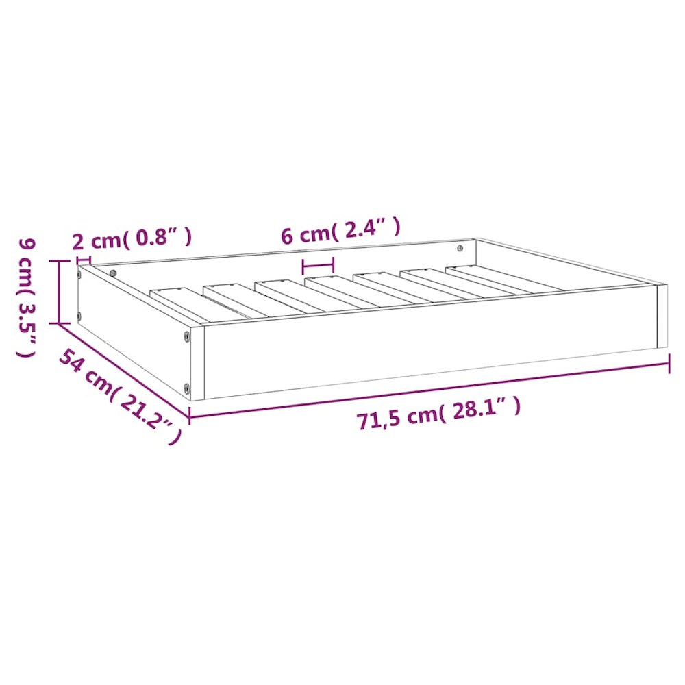 Dog Bed Natural Wood Solid Pine Wood Medium Minimalistic