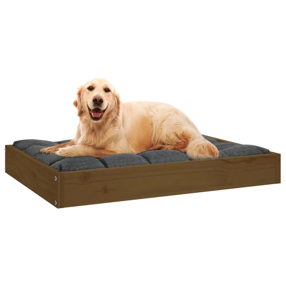 Dog Bed Honey Brown Solid Pine Wood 28W x 21.3D x 3.5H