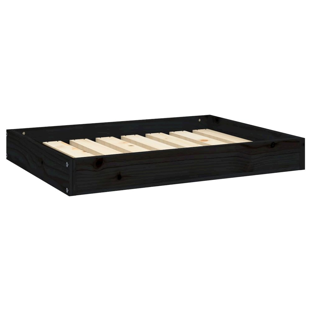 Dog Bed Black Solid Pine Wood Durable Rectangular 28.1W x 21.3D x 3.5H