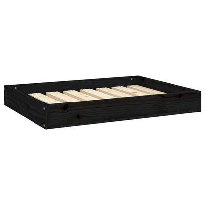 Dog Bed Black Solid Pine Wood Durable Rectangular 28.1W x 21.3D x 3.5H