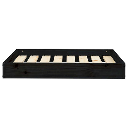 Dog Bed Black Solid Pine Wood Durable Rectangular 28.1W x 21.3D x 3.5H