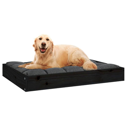 Dog Bed Black Solid Pine Wood Durable Rectangular 28.1W x 21.3D x 3.5H