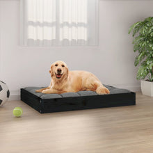 Dog Bed Black Solid Pine Wood Durable Rectangular 28.1W x 21.3D x 3.5H