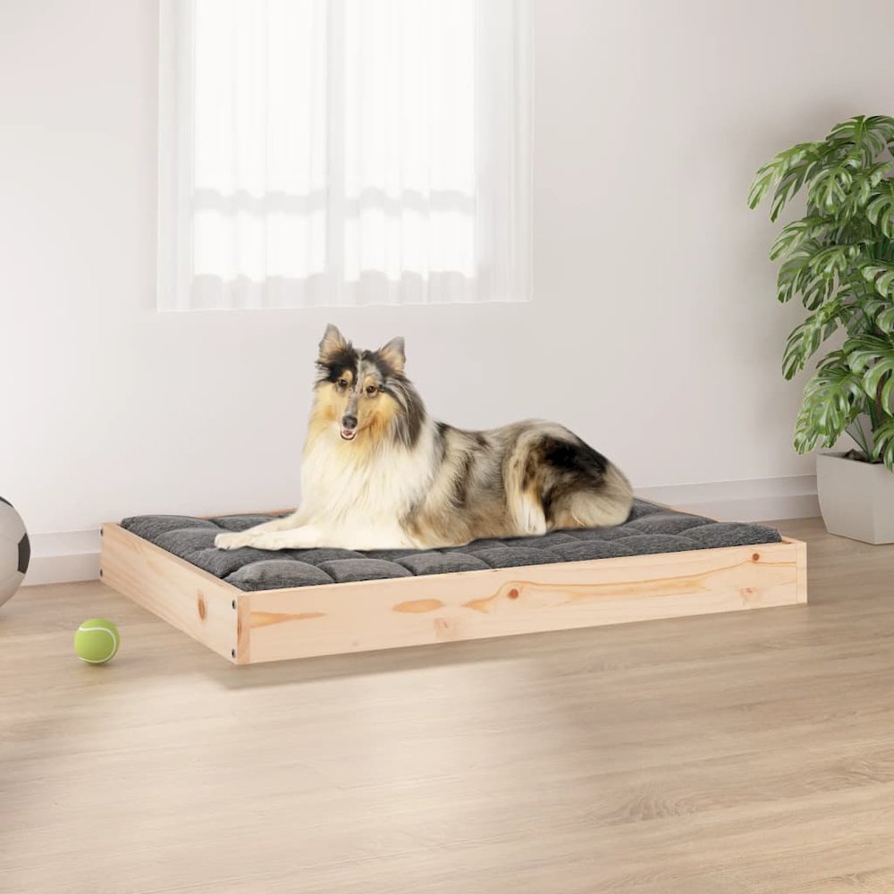 Dog Bed Natural Wood Solid Pine Wood 36.0 x 25.2 x 3.5 in Durable