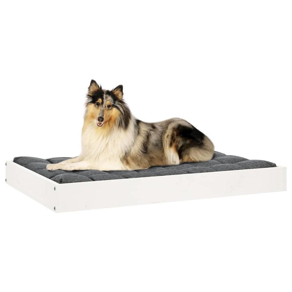 Dog Bed White Solid Pine Wood Medium Minimalistic