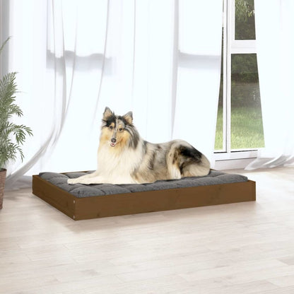 Dog Bed Honey Brown Solid Pine Wood Simple