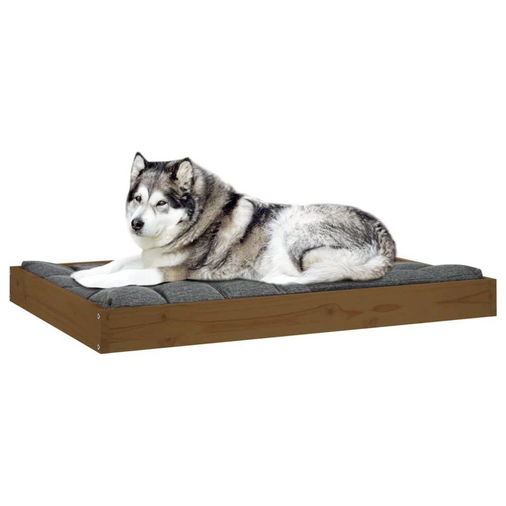 Dog Bed Honey Brown Solid Pine Wood 40W x 29.1D x 3.5H