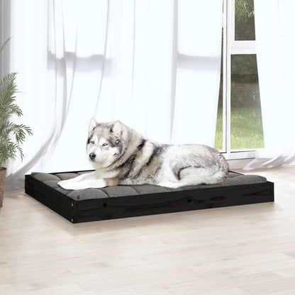 Dog Bed Black Solid Pine Wood Durable Rectangular 40W x 29.1D x 3.5H