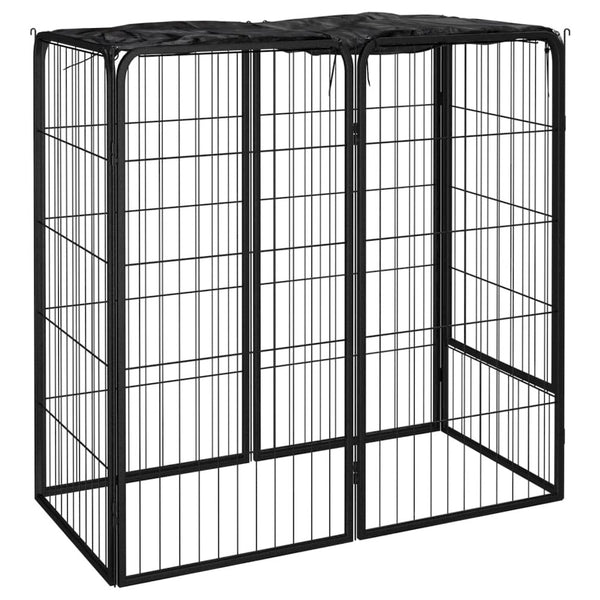 Dog Playpen Black Powder-Coated Steel, Polyethylene 19.7W x 39.4D x 39.4H