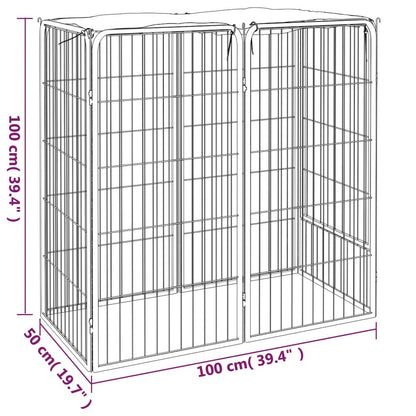 Dog Playpen Black Powder-Coated Steel, Polyethylene 19.7W x 39.4D x 39.4H