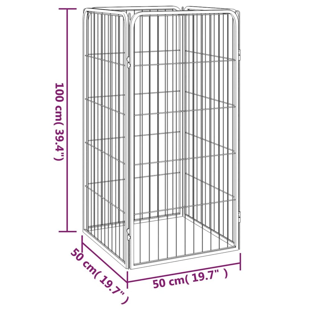 Dog Playpen Black Powder-coated Steel 19.7 x 39.4 in Dog Playpen