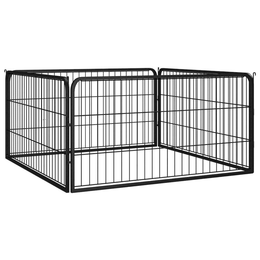 Dog Playpen Black Powder-Coated Steel 39.4W x 39.4D x 19.7H 4-panel