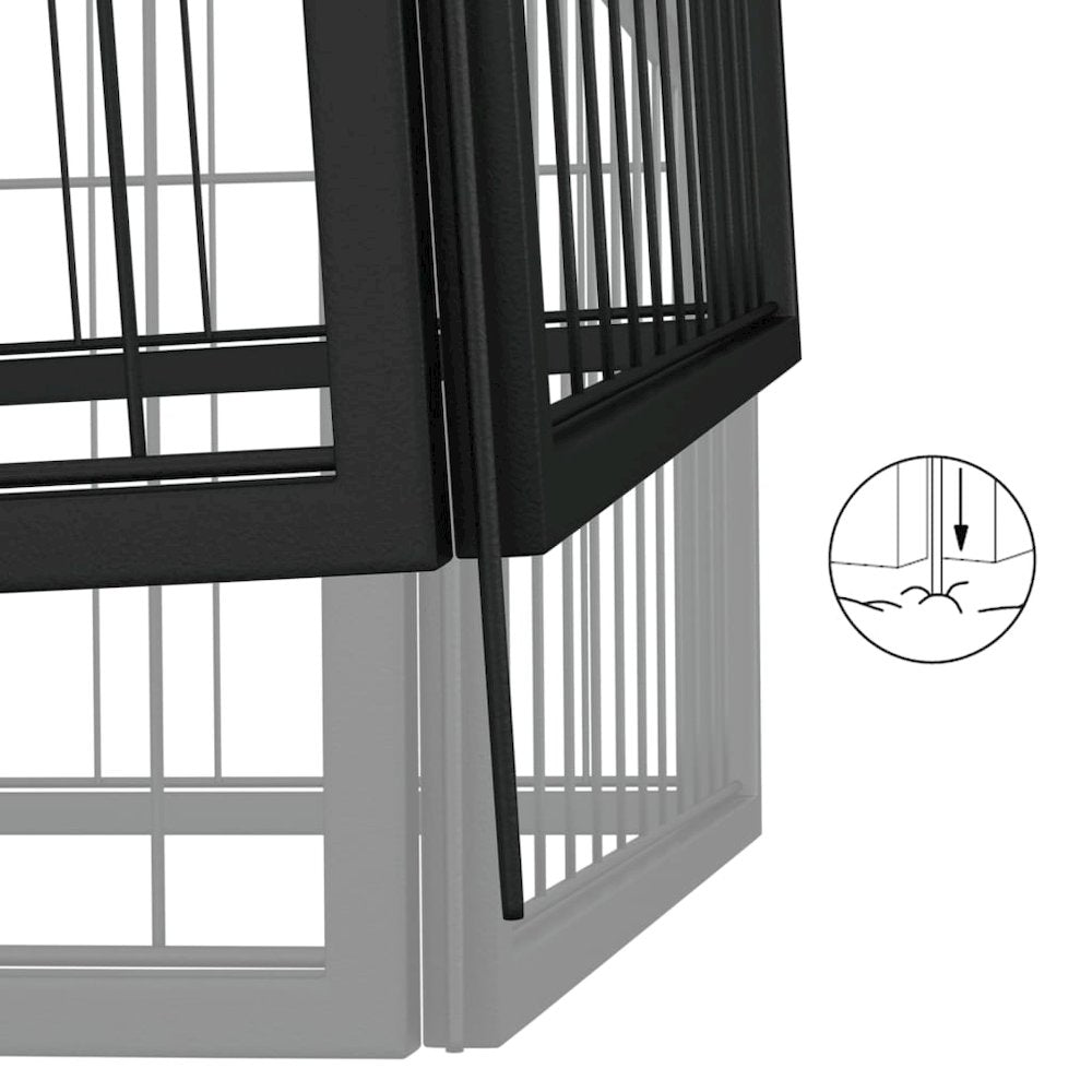 Dog Playpen Black Powder-Coated Steel 39.4W x 39.4D x 19.7H 4-panel