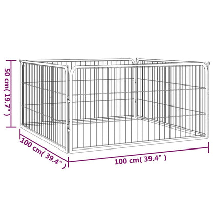 Dog Playpen Black Powder-Coated Steel 39.4W x 39.4D x 19.7H 4-panel