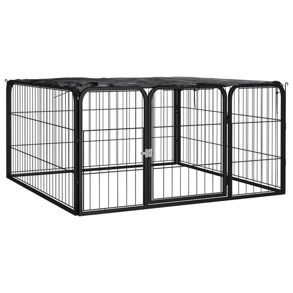 Dog Playpen Black Powder-Coated Steel 39.4W x 39.4D x 19.7H