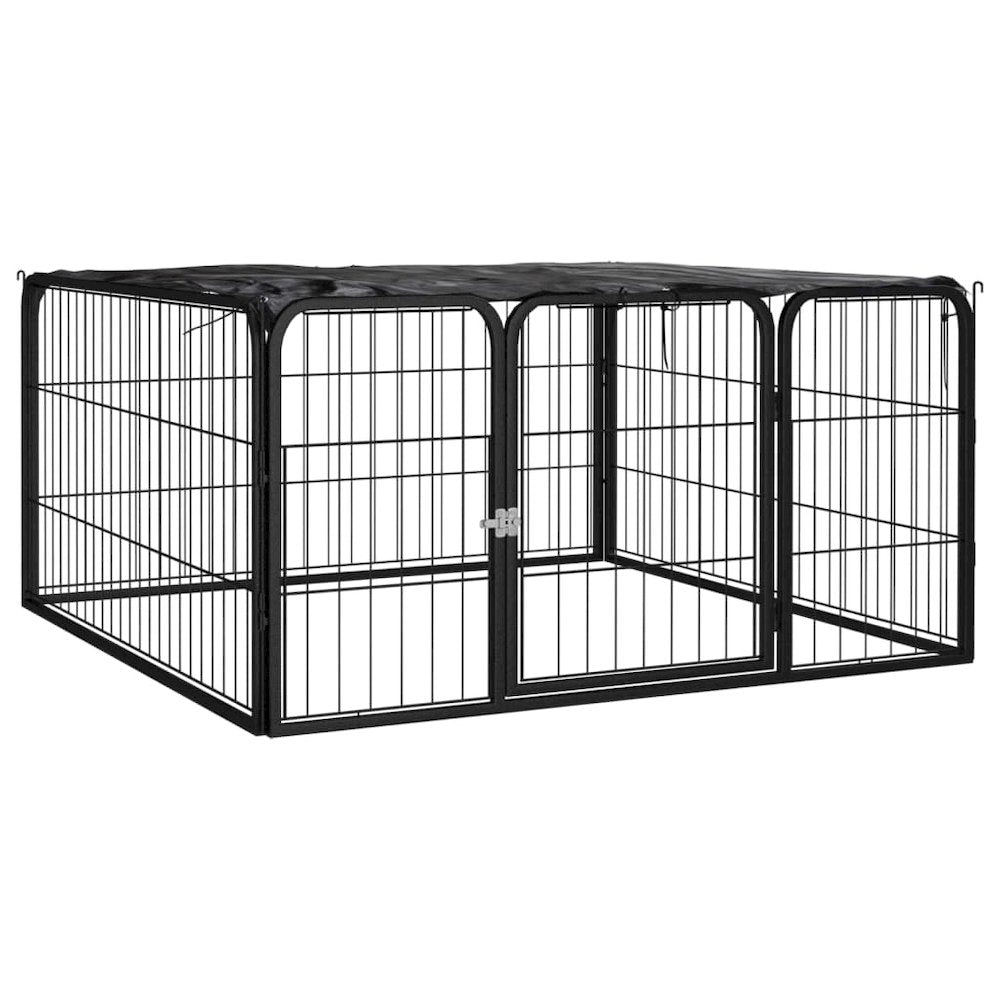 Dog Playpen Black Powder-Coated Steel 39.4W x 39.4D x 19.7H