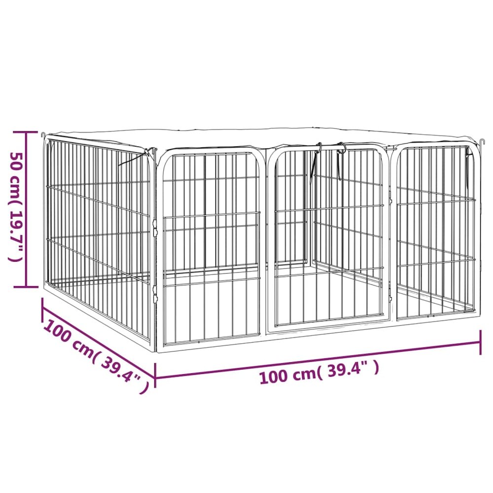 Dog Playpen Black Powder-Coated Steel 39.4W x 39.4D x 19.7H
