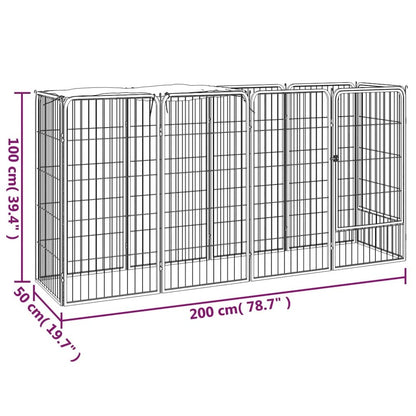 Dog Playpen Black Powder-Coated Steel, Polyethylene 19.7W x 78.7D x 39.4H